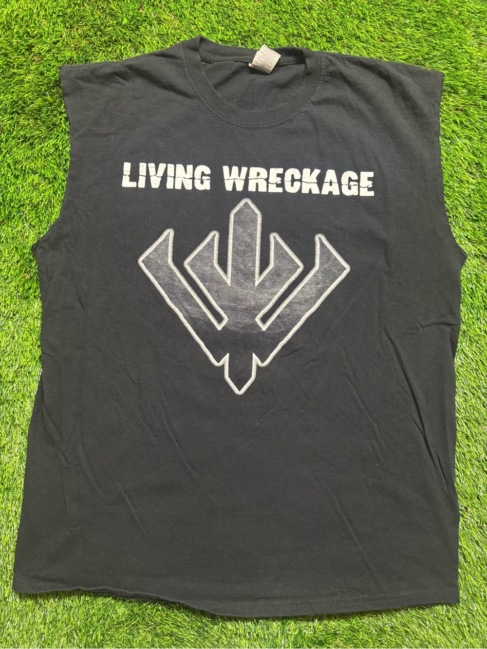 Living Wreckage Cut Off Sleeveless Band Shirt Large Get‎ Wrecked Hardcore Tee